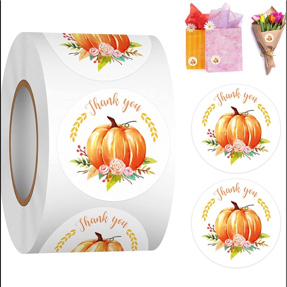 LAST SET⭐️ 48 Pumpkin- thank you stickers - Fall 2026